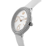 Swarovski Crystal Frost Watch Leather Strap, White, Stainless Steel -5484070
