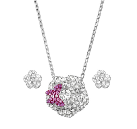 Swarovski Clear/Pink Crystal BILLY Set BUTTERFLY Earrings & Necklace #5086251