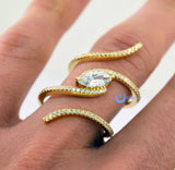 Spiral Fashion Ring PAMELA Signity CZ Pave/Prong Set Gold over Sterling Silver