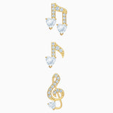 Swarovski PLEASANT PIERCED EARRINGS SET, Music Notes, Gold Tone -5491659