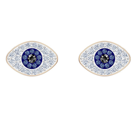 Swarovski SYMBOLIC STUD PIERCED EARRINGS Duo Evil Eye, Blue, Rose Gold -5510067