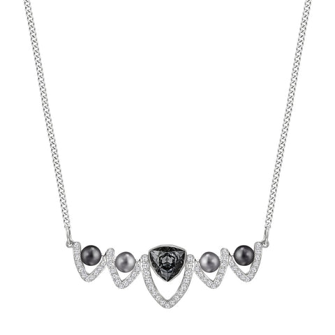Swarovski FANTASTIC Necklace, Grey Crystal & Pearls -5230612