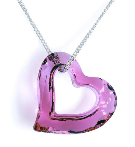 Swarovski Crystal LOVEHEART Fuchsia Small Pendant Necklace #5187362