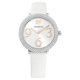 Swarovski Crystal Frost Watch Leather Strap, White, Stainless Steel -5484070