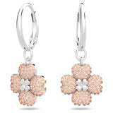 Swarovski Latisha Hoop Earrings Flower, Pink, Rhodium plated - 5636485