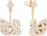 Swarovski Women's Pierced Earrings Facet Swan, Rose Gold tone - 5358058