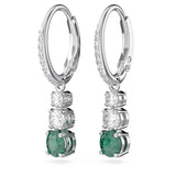 Swarovski Attract Trilogy drop earrings Round cut, Green, Rhodium plated -5646718