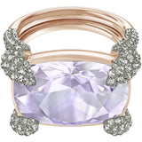 Swarovski Violet Crystal Cocktail Ring MAKE UP Rect, Rose Gold