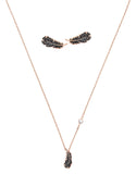 Swarovski Jewelry Naughty Set Feather Pendant and Studs, Black -5506761