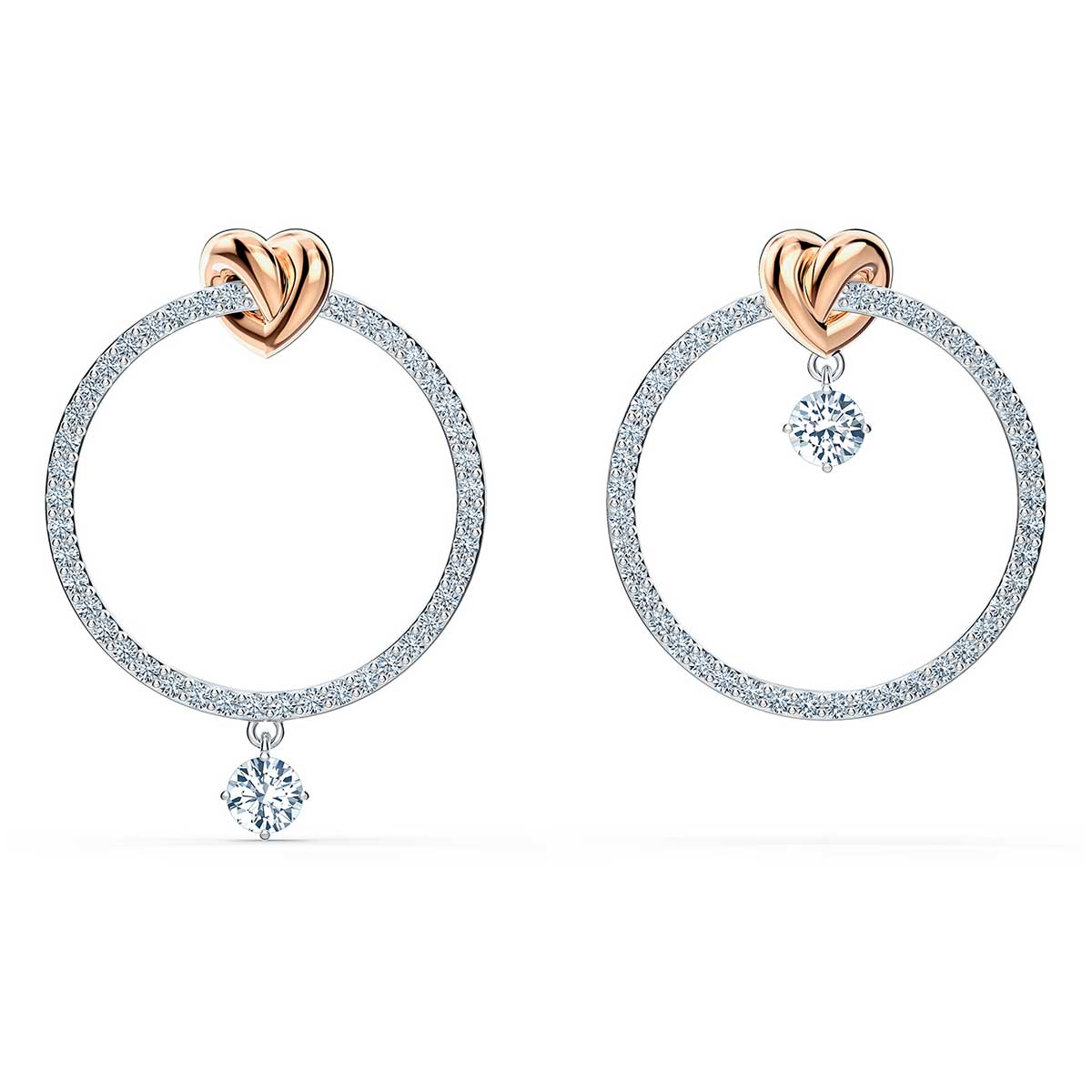 Swarovski Lifelong Heart Hoop Pierced Earrings, White, Mixed