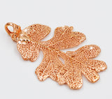 Real Leaf PENDANT Lacey OAK in Dipped Rose Gold Genuine Leaf