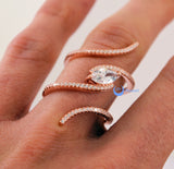Spiral Fashion Ring PAMELA Signity CZ Pave/Prong Set Rose Gold over Sterling Silver