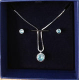 Swarovski Jewelry Set Earrings and Necklace FLIRT Aqua, Rhodium -5030716