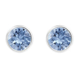 Swarovski Blue Crystal Solitaire Studs Pierced Earrings Rhodium #5101342