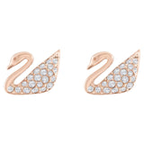 Swarovski Crystal JEWELRY Pierced Earrings SWAN, Rose Gold Tone-5144289