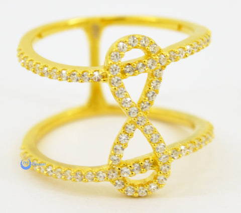 14K Yellow Gold Ring with 8 Piece's of American Diamonds Ring : Amazon.in:  Fashion