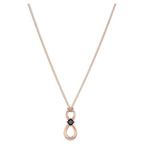 Swarovski INFINITY Pendant Infinity Necklace, Black, Rose Gold tone plated -5533722