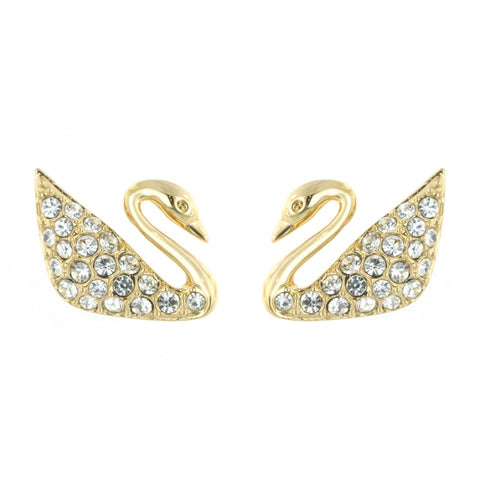 Swarovski Crystal JEWELRY Pierced Earrings SWAN, Gold -5083132