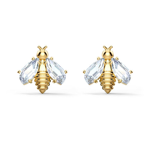 Swarovski Eternal Flower earrings BEE STUDS, White, Gold-tone -5518143