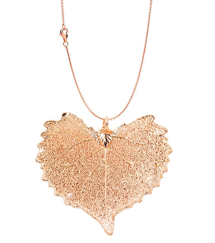 Real Leaf PENDANT with Chain COTTONWOOD Rose Gold Dipped Genuine Leaf Necklace