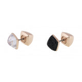 Swarovski Front-Back Pierced Earrings GLANCE, Clear & Jet, Rose Gold- 5294865