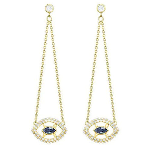 Swarovski Pierced Chain Earrings ADMIRATION EVIL EYE, Gold -5445866