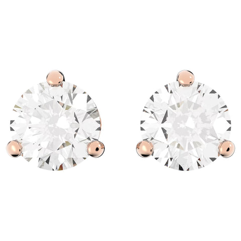 Swarovski Solitaire stud earrings Round cut, White, Rose gold-tone plated -5112156