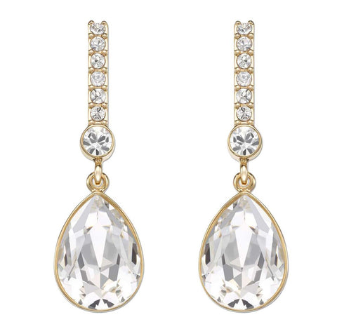 Swarovski Clear Crystal JEWELRY Pierced Earrings ATTENTION Yellow Gold #5036782