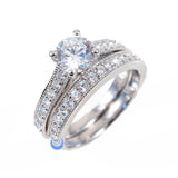 1.25ct Engagement Wedding Set 2 RINGS Signity CZ Pave/Prong Set Sterling Silver
