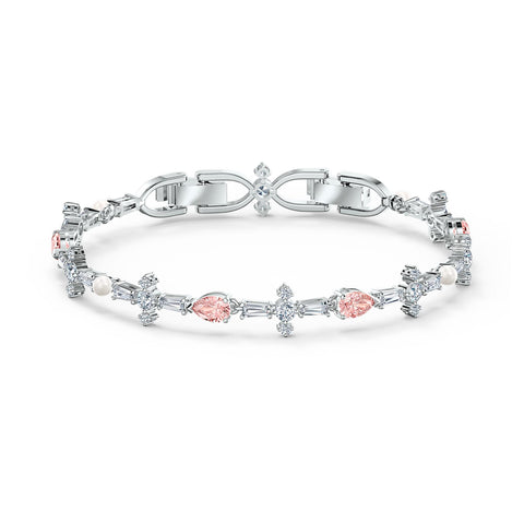 Swarovski Perfection Bracelet Pink, Rhodium plated -5524544