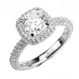 1.35ct Cushion Cut Solitaire w/Accent Engagement Ring Rhodium over Silver w/CZ