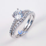 1.25ct Round Cut Engagement Wedding Set 2 RINGS Signity CZ  Sterling Silver