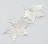 Real Leaf Hook Drop EARRINGS Sugar Maple in Sterling Silver Genuine Leaf
