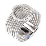 Contemporary Spiral O Circle Silver Fashion Ring YOLANDA Sterling Silver CZ