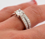 1.25ct Engagement Wedding Set 2 RINGS Signity CZ Pave/Prong Set Sterling Silver