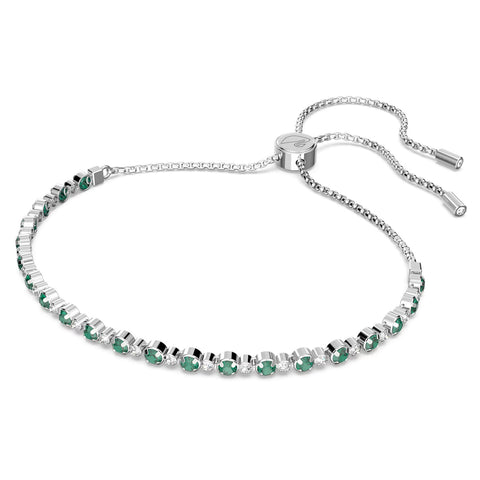 Swarovski Subtle Bracelet Round Cut, Green, Rhodium plated