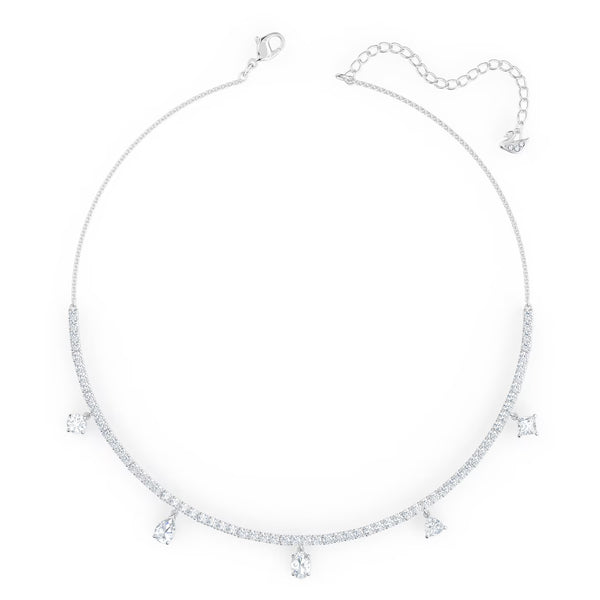 Swarovski Tennis Deluxe Choker Mixed cuts, White, Rhodium-5562084 – Zhannel