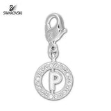 Swarovski Clear Crystal Jewelry Letter P Charm Rhodium #1109745