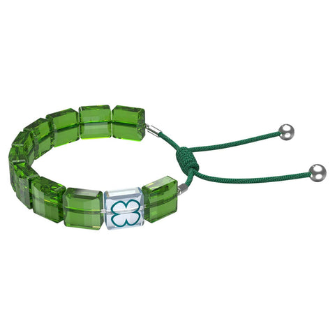 Swarovski Letra Bracelet LUCKY CLOVER, Green, Rhodium Plated - 5614970