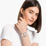 Swarovski Crystalline Sporty Watch Leather strap, White, Rose gold -5547635
