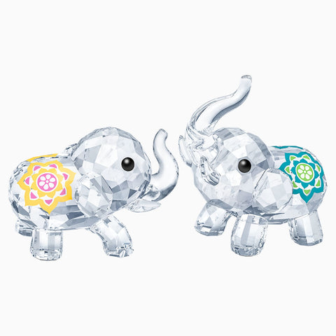 Swarovski Set of 2 Crystal Figurines LUCKY ELEPHANTS -5428004