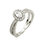 0.5 Oval Cut Solitaire w/Accent Engagement Ring Rhodium over Silver w/CZ