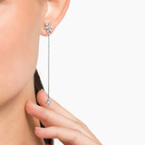 Swarovski Crystal Magic Chain Pierced Earrings, White, Rhodium Plated -5566677