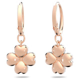 Swarovski Latisha Hoop Earrings Flower, White, Rose gold tone - 5636517