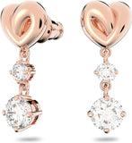 Swarovski Lifelong Heart White Crystals Drop Pierced Earrings, Rose Gold Tone -5517942