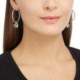Swarovski Clear Crystal Pierced Hoop Heart Earrings NET Rhodium #5101156