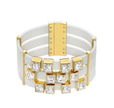 Swarovski Clear Crystal Leather Gold Plated Bracelet ELEMENT #5197106