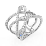Spiral Crossover Fashion Ring EMILY Signity CZ Rhodium over Sterling Silver