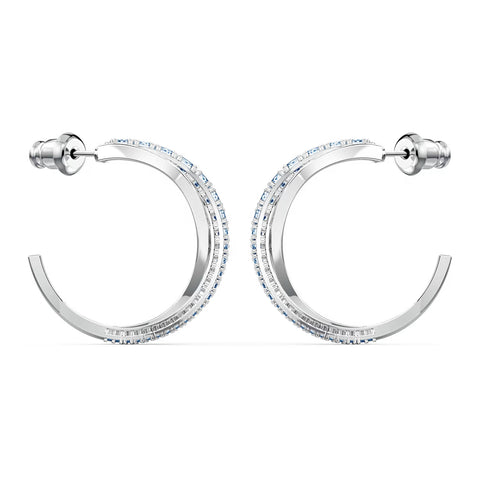 Swarovski Twist Hoop Earrings Blue, Rhodium plated-5582807 – Zhannel