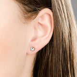 Swarovski Aurora Borealis Crystal Solitaire Studs Pierced Earrings Rhodium #5101343